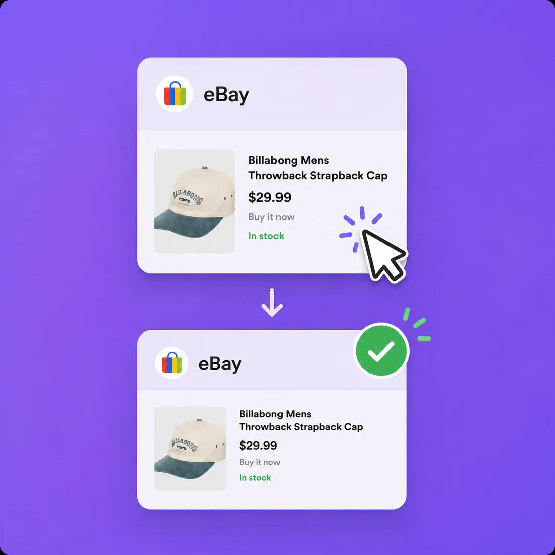 Listalong approval screen showing an eBay listing being approved for Depop.