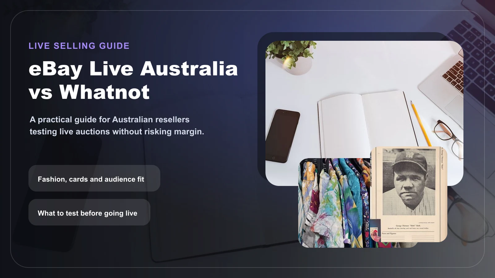 A photo-style Listalong blog header comparing eBay Live Australia and Whatnot for Australian resellers.