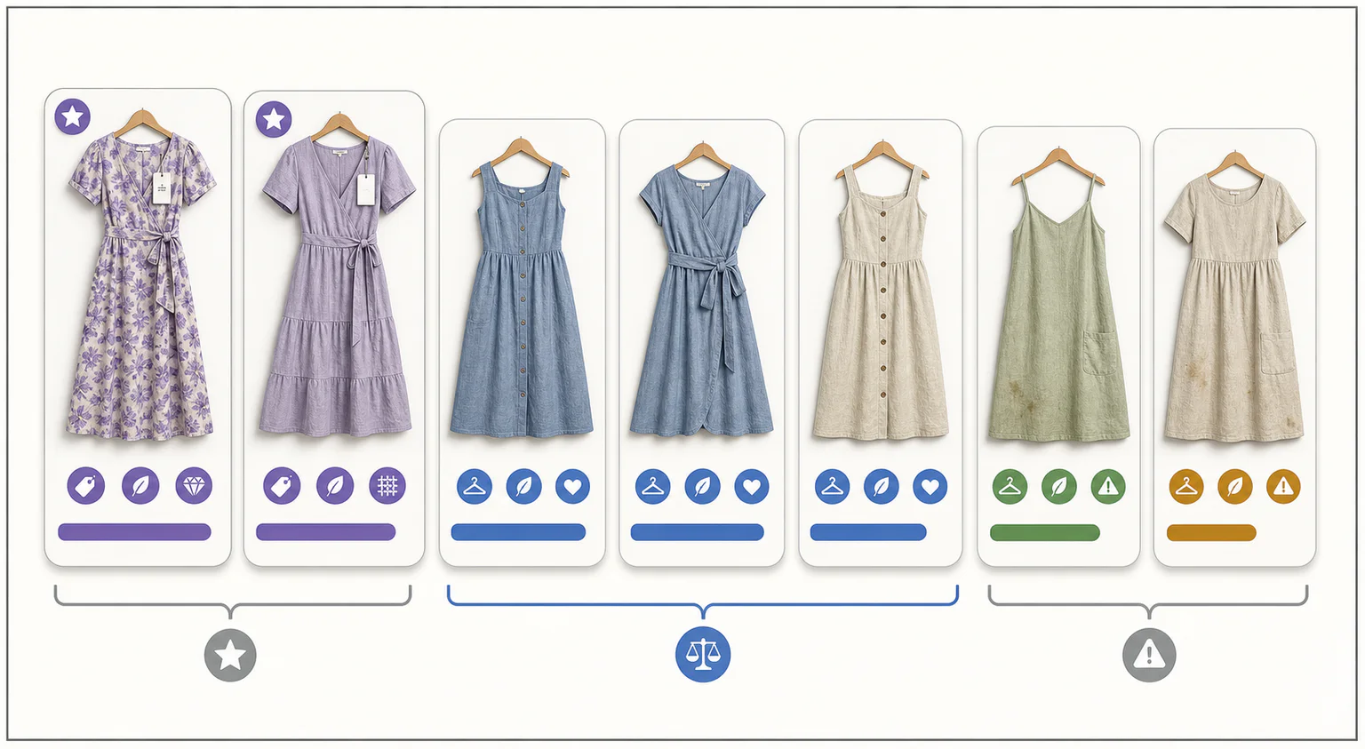 Completed clothing listings arranged into premium outliers, realistic comparable sales and lower-condition examples.