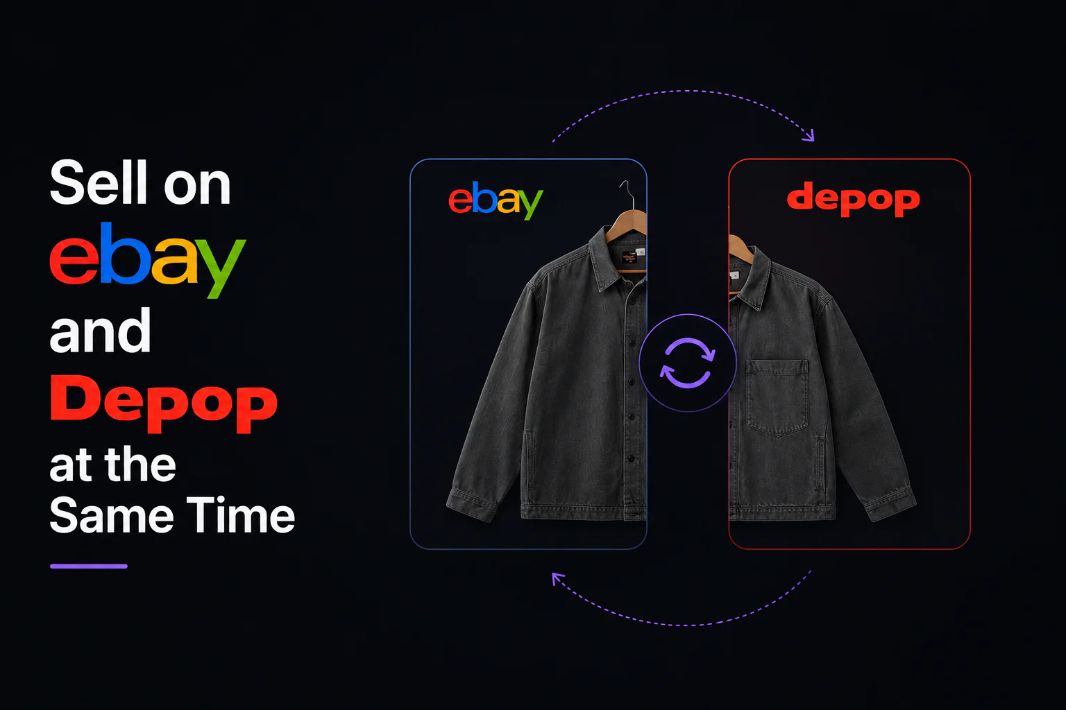 A resale item shown as active on both eBay and Depop.