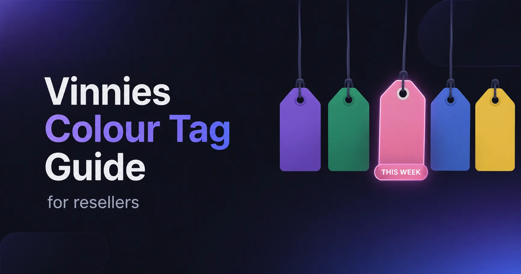 Vinnies colour tag guide graphic showing coloured sale tags for resellers.