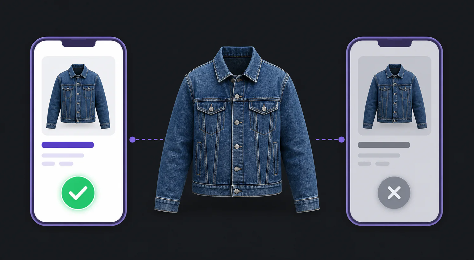 One physical jacket represented by listings on two marketplaces, with the second listing removed after a sale.